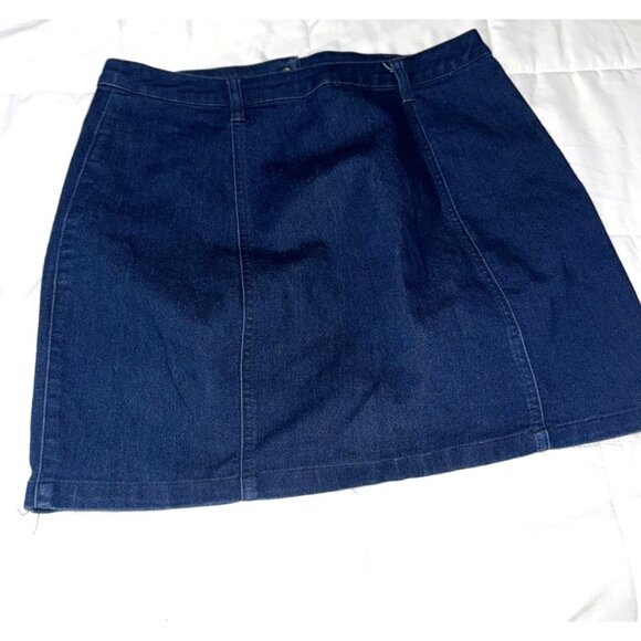 Forever 21 Womens Blue Denim Button-Front A-Line Skirt Size M - Picture 3 of 5